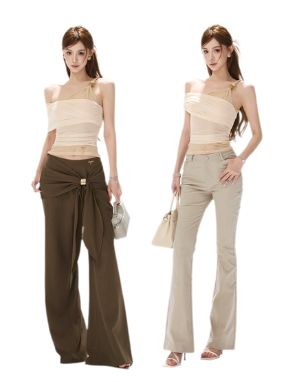 Beaded Ruched Mesh Top