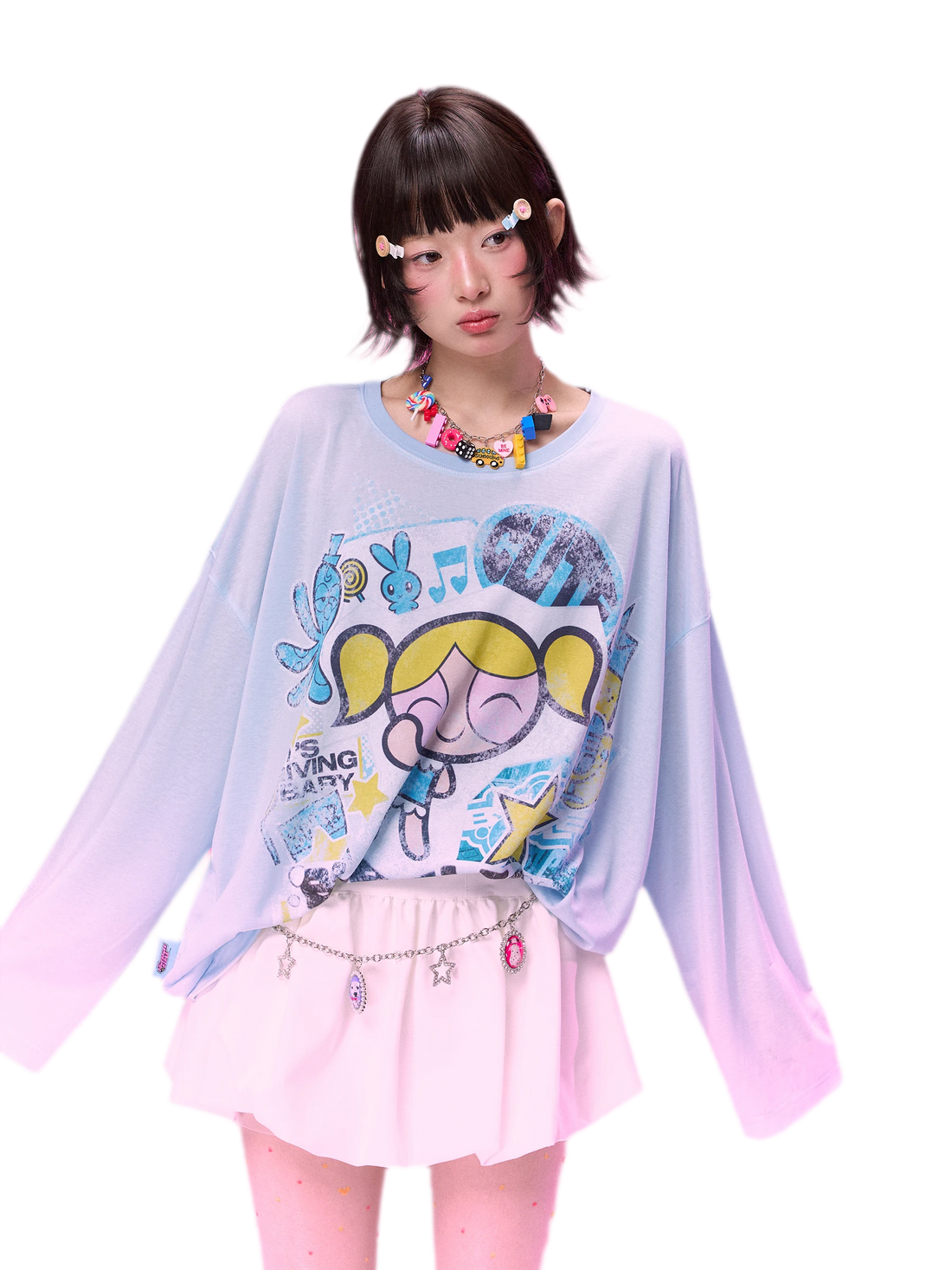 Distressed Print Long-Sleeve T-Shirt