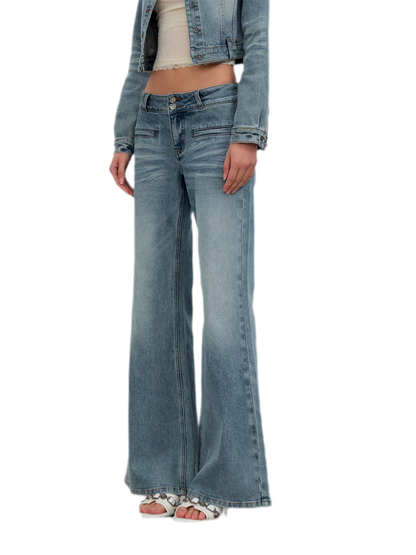Washed Cat-Whisker Flare Jeans