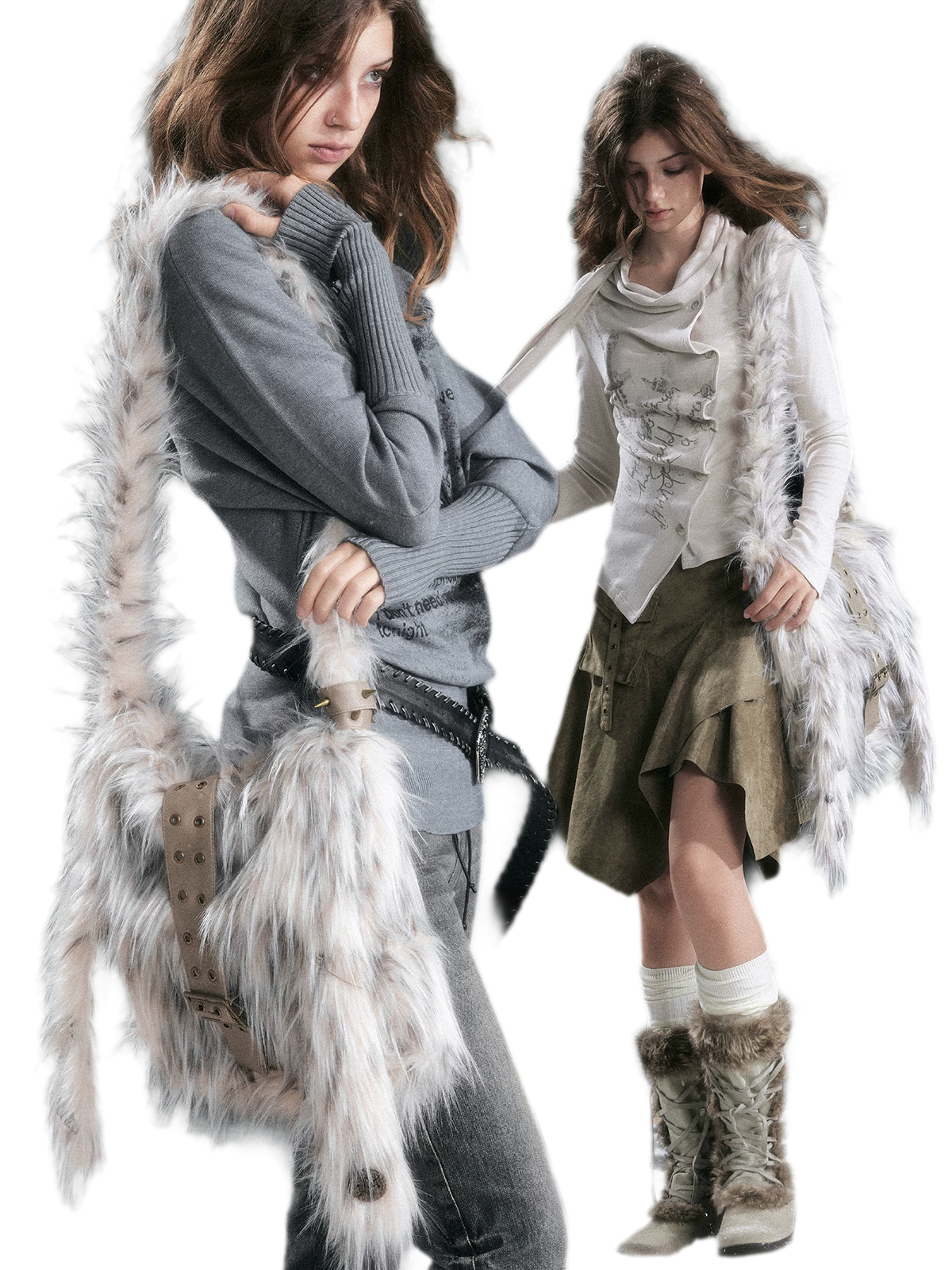 Furry Bunny Ear Crossbody Bag