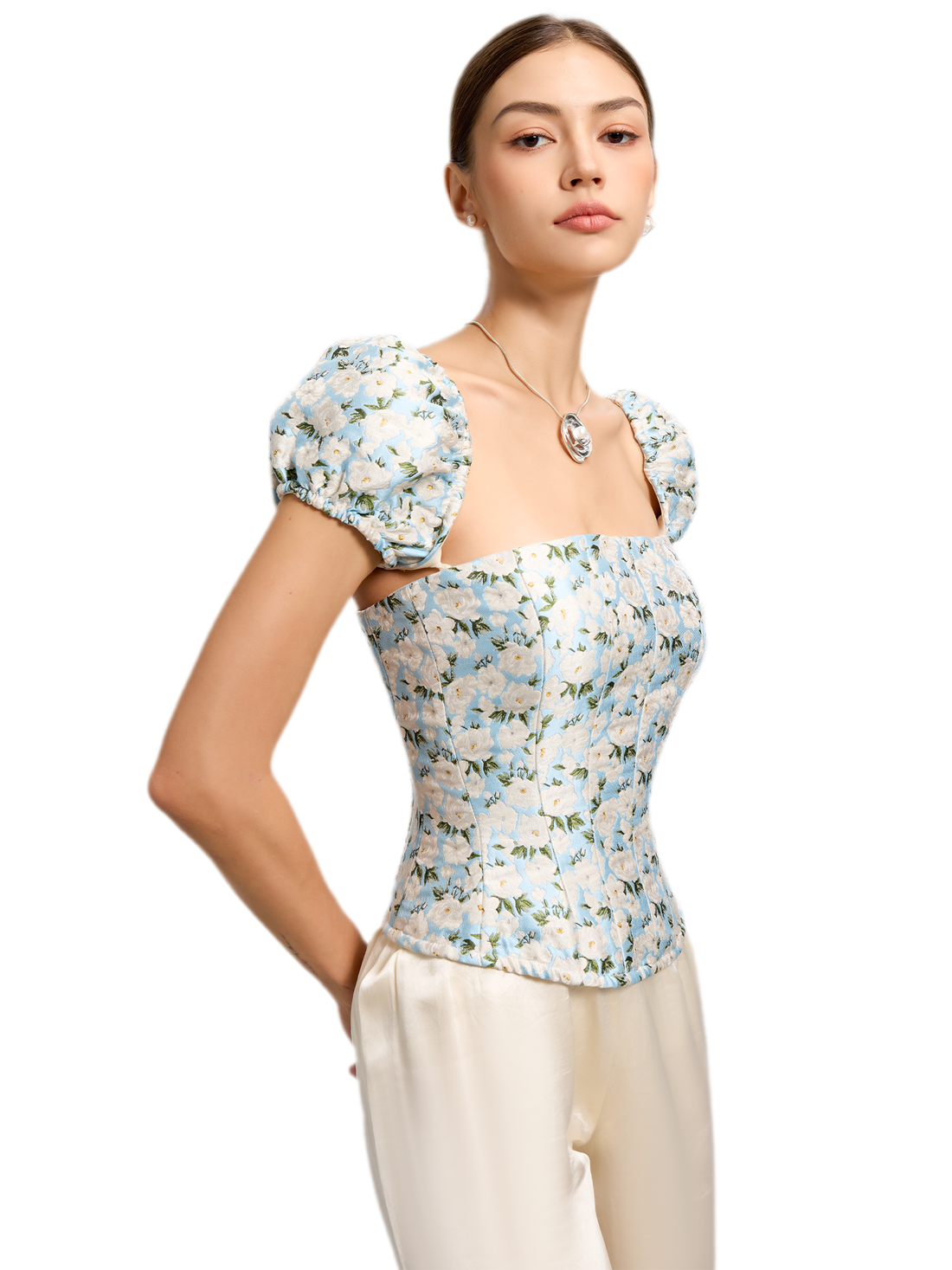 CORSELET Jacquard Camellia Corset Top – view 2