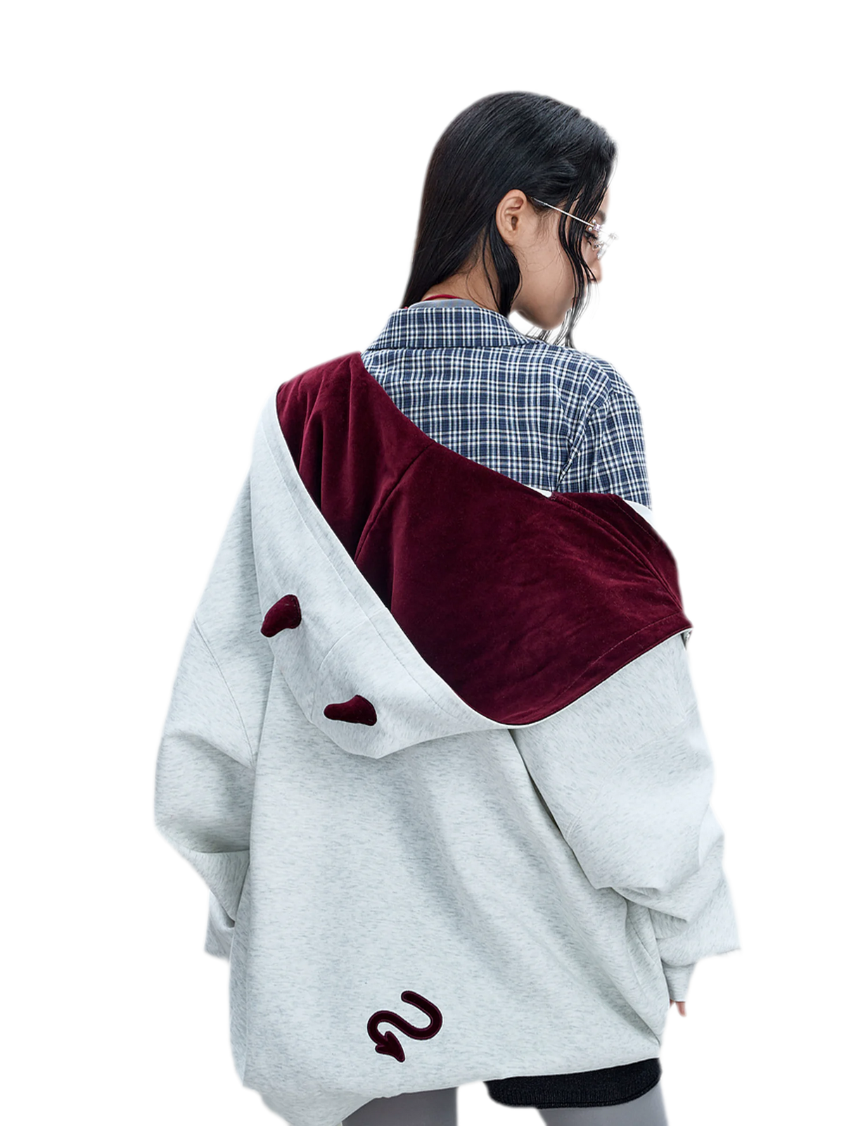 Oversized Devil Hooded Zip Jacket