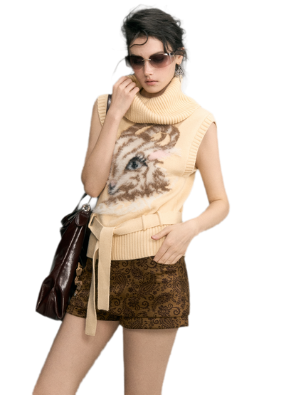 ジャカード羊モチーフニットベスト