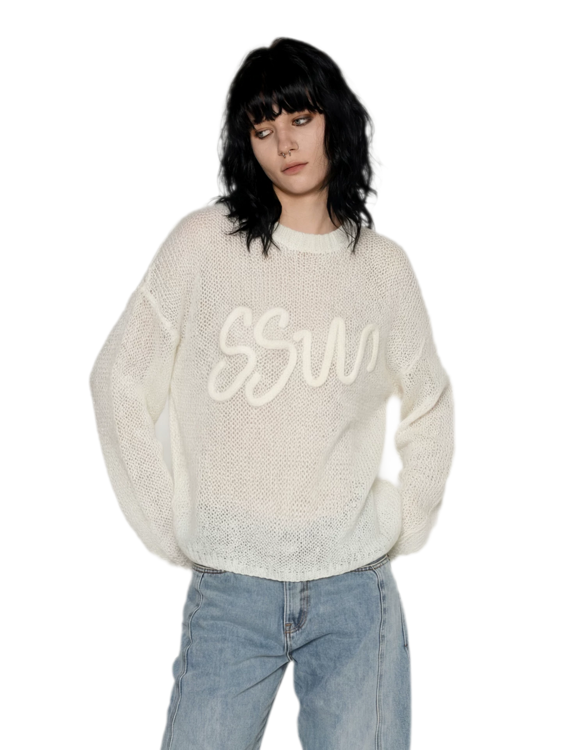 Mohair Openwork Logo Sweater