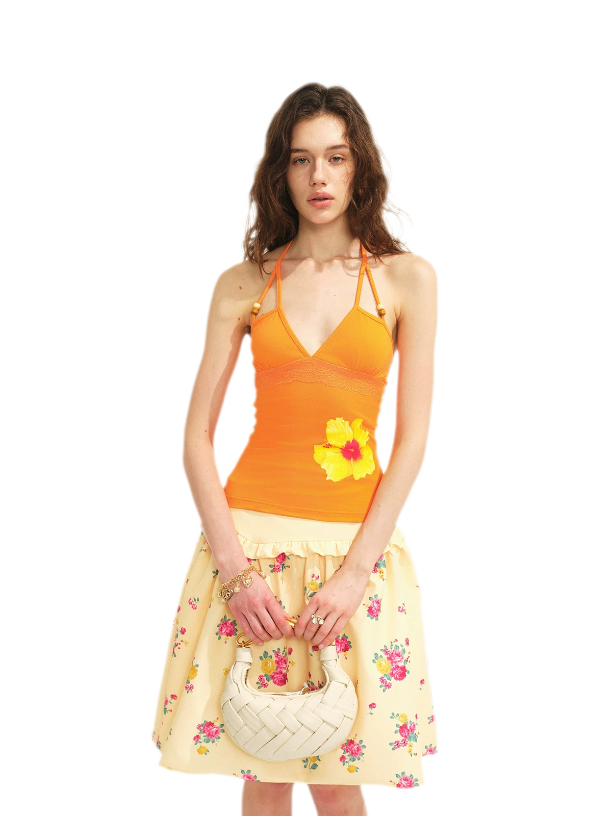 Beaded Floral Halter Tank Top — Load image 2 in gallery view