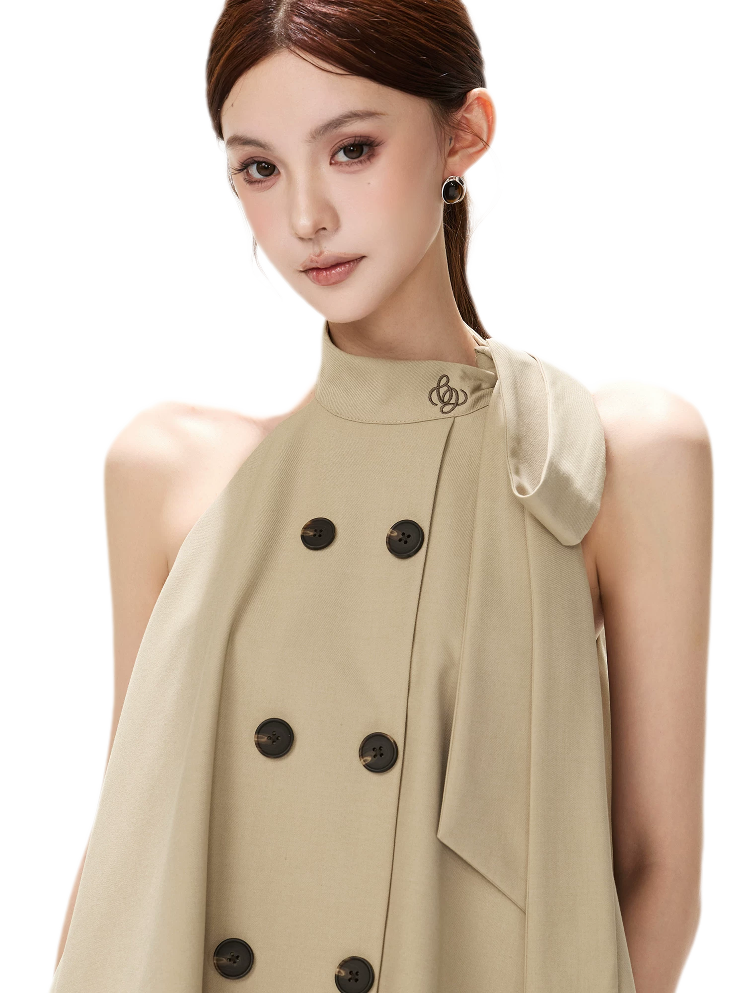 Twill Asymmetric Halter Top
