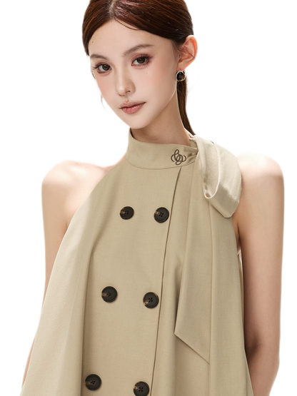 Twill Asymmetric Halter Top