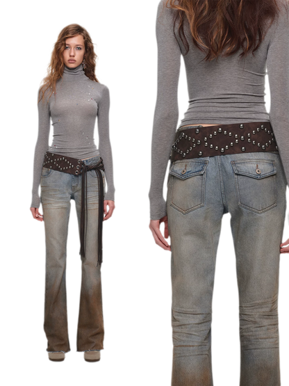 Quần jeans ống loe chuyển màu phong cách vintage