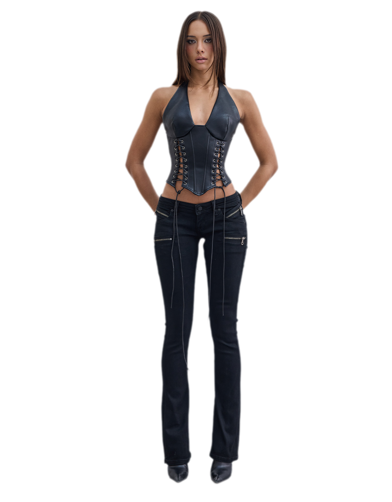 Waxed Slim Flare Jeans
