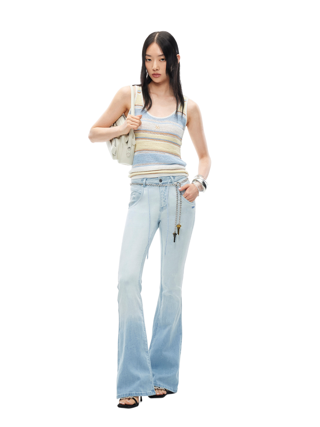 Marfi Knit Vest with Textured Striped Pattern