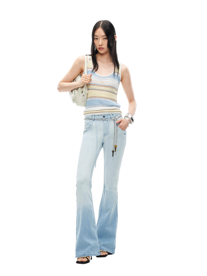 Marfi Knit Vest with Textured Striped Pattern
