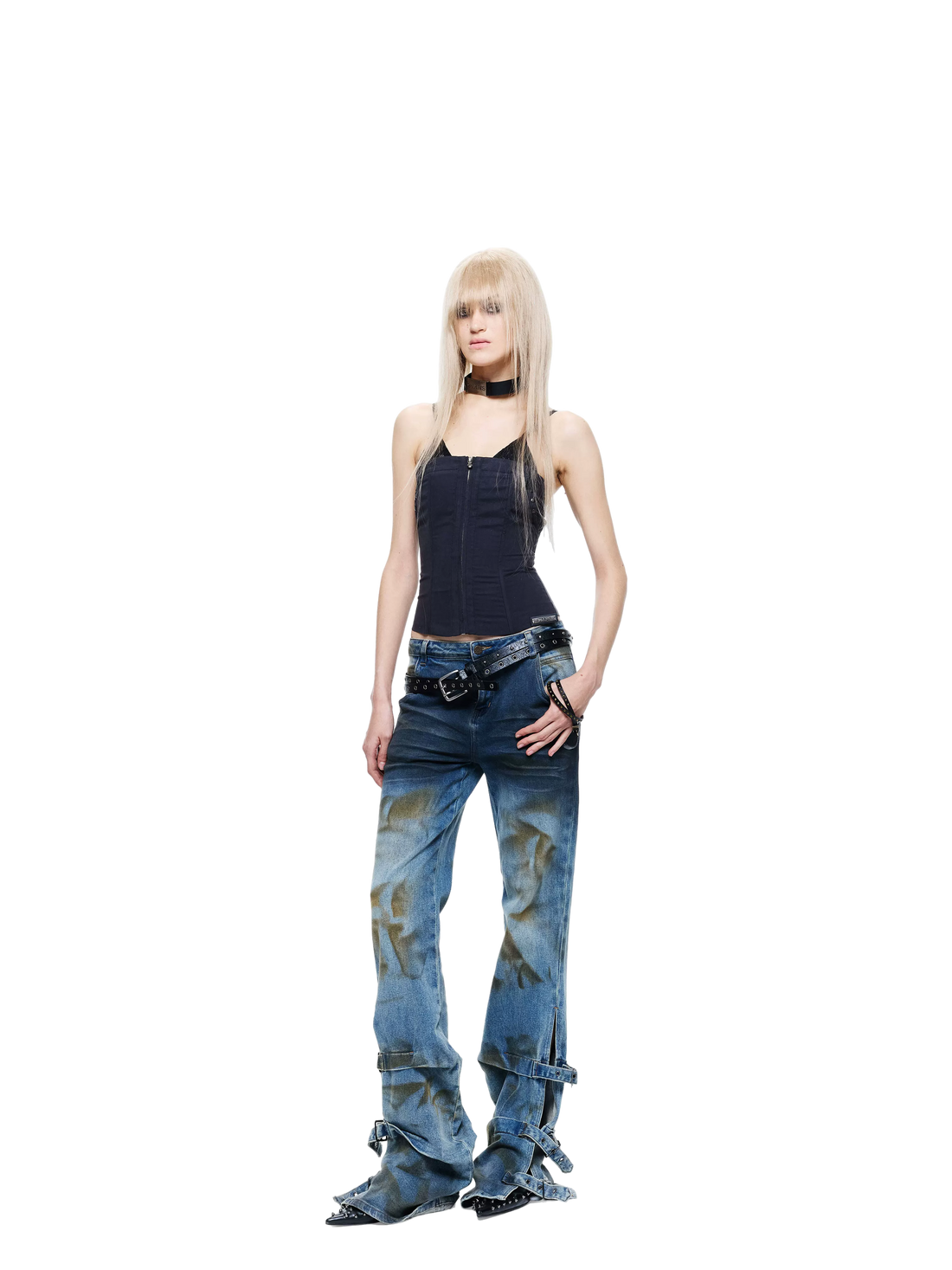 Lace Spliced Waist-Cinched Camisole