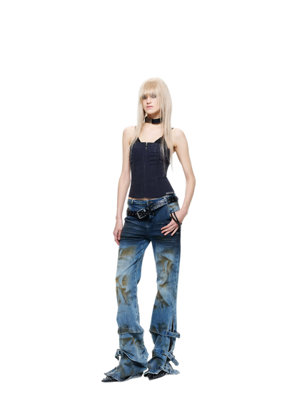 Lace Spliced Waist-Cinched Camisole