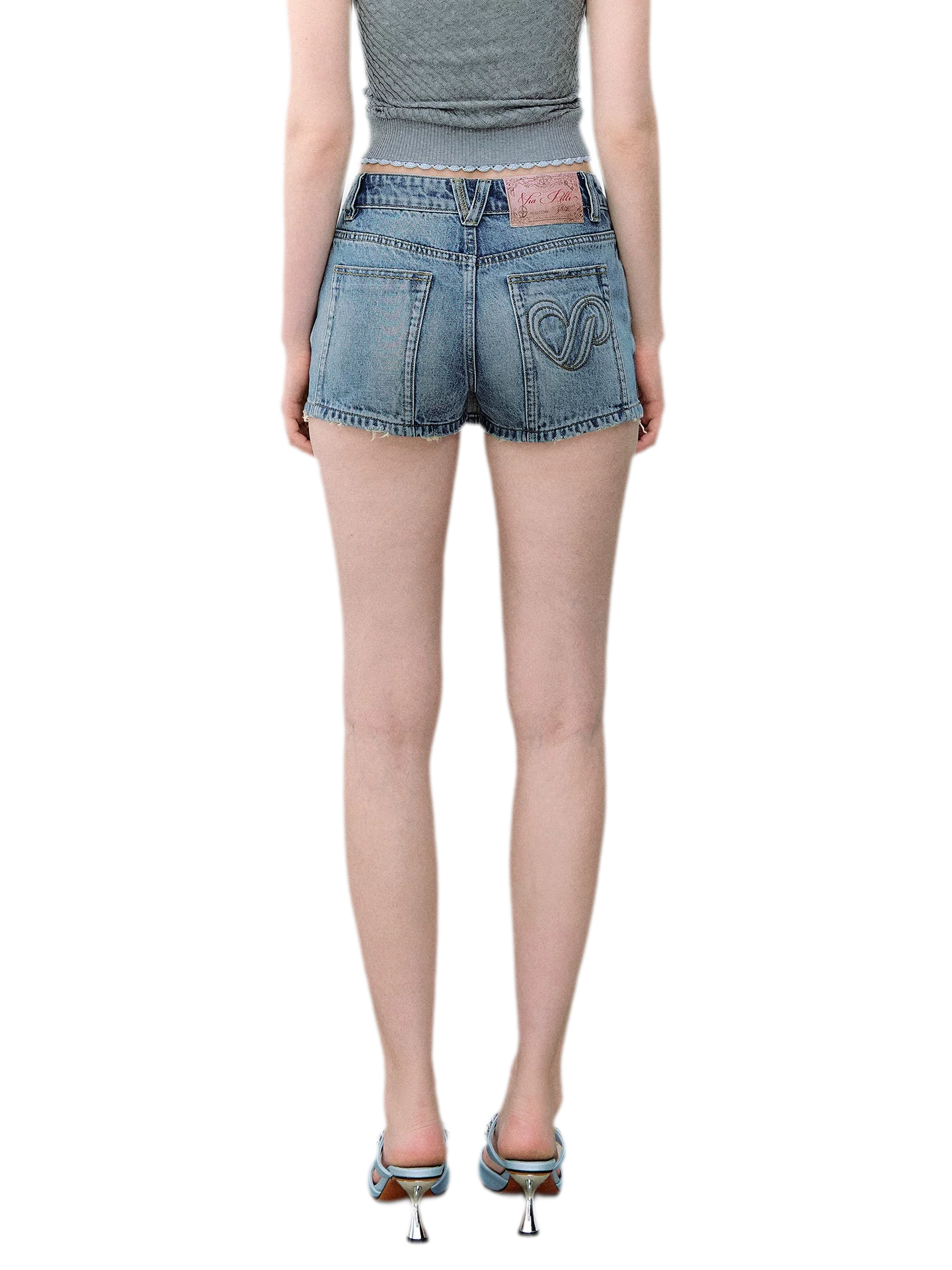 Light Indigo Distressed Denim Skort