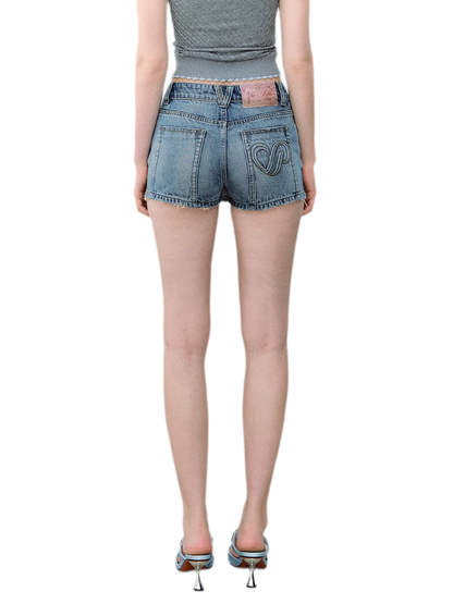 Light Indigo Distressed Denim Skort