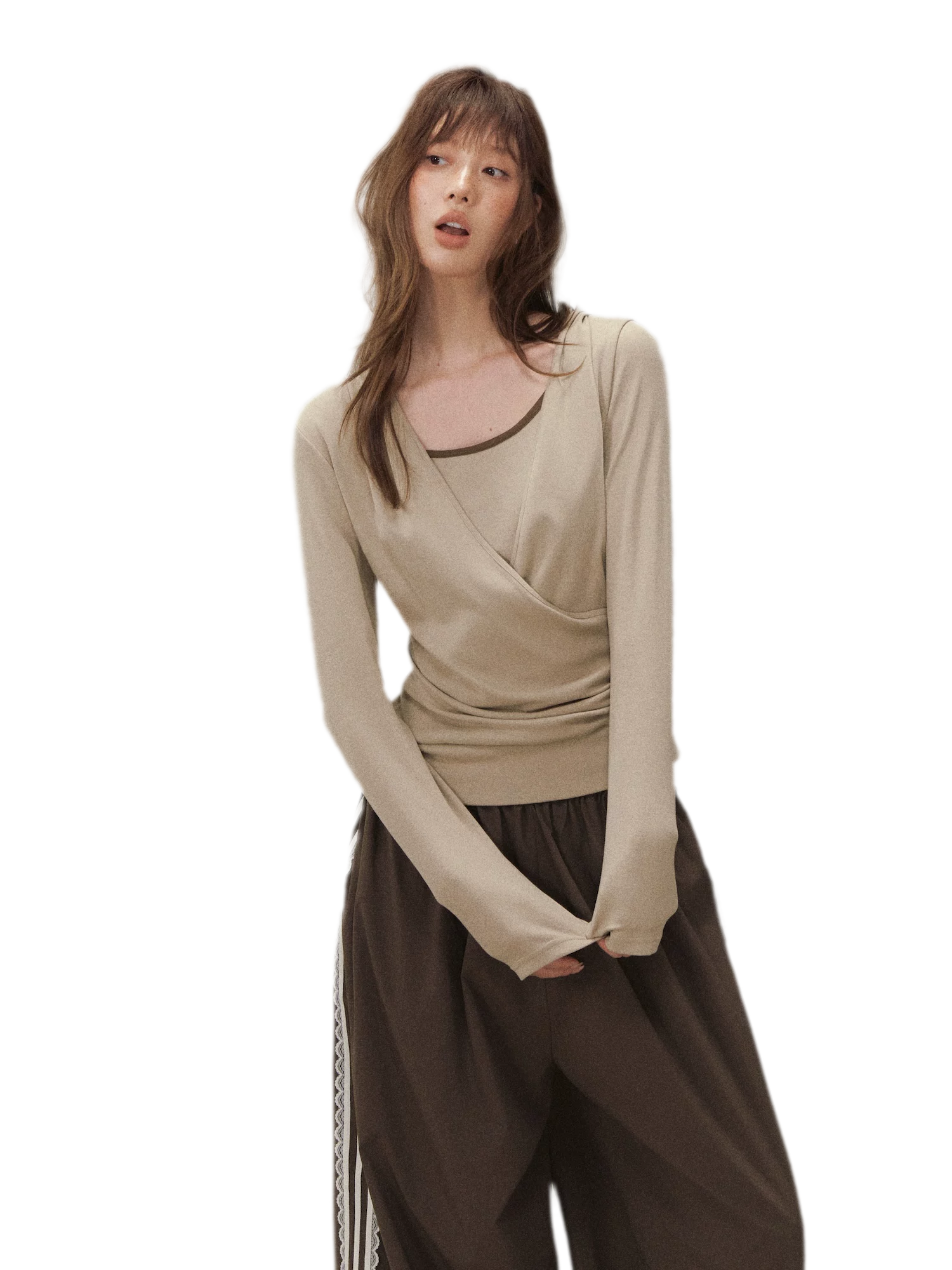Cross Hooded Long Sleeve Top