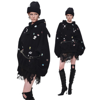 Brushed Oversized Graphic Hoodie