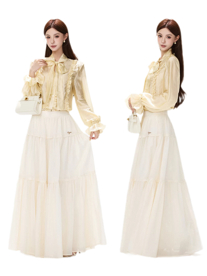 Cotton Tiered A-Line Skirt