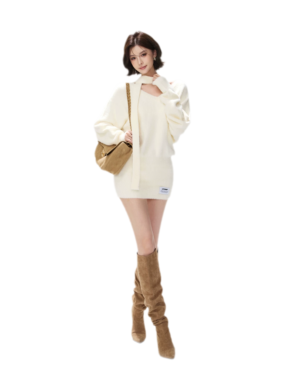 Plush V-Neck Convertible Sweater