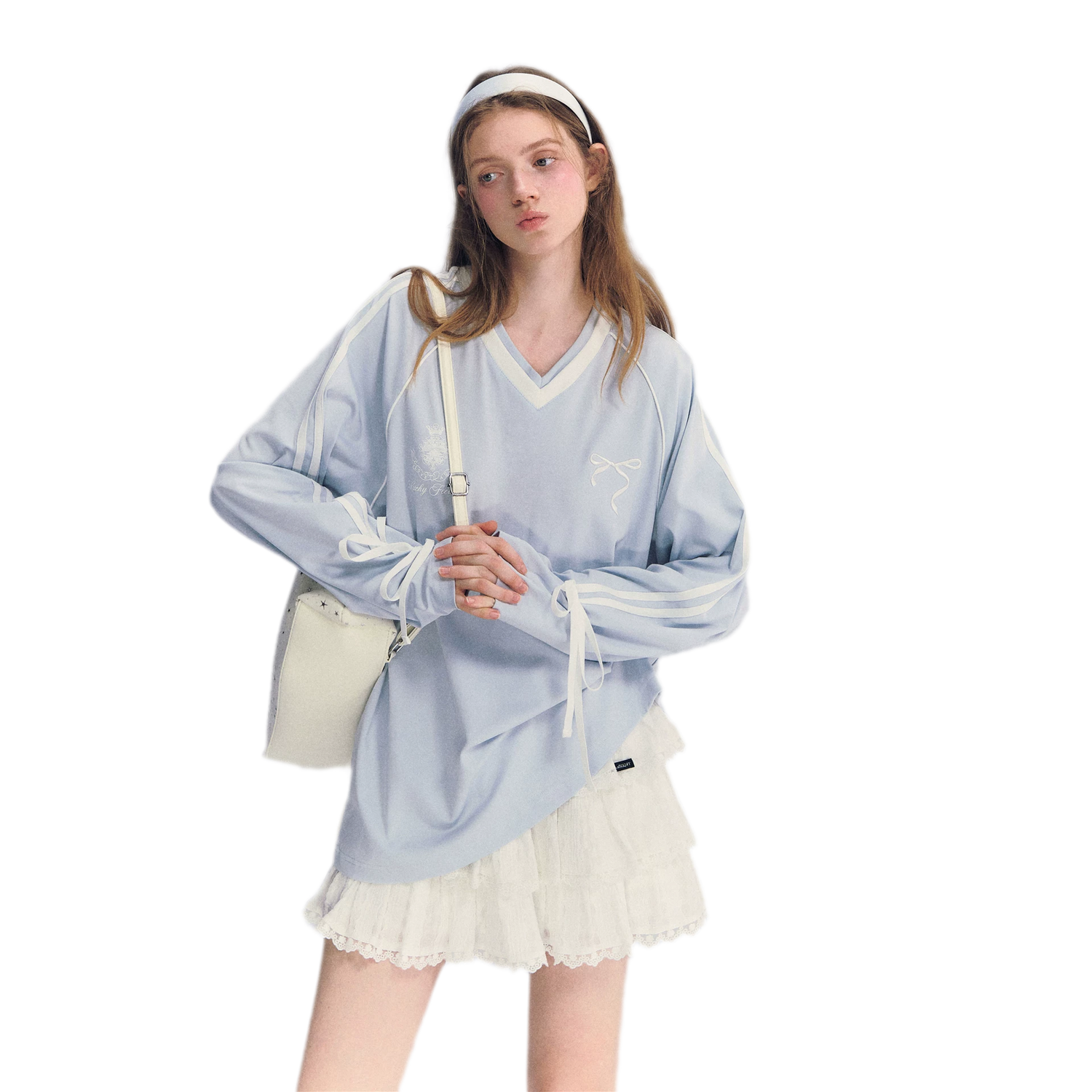 Colorblock Bow Embroidered Tee