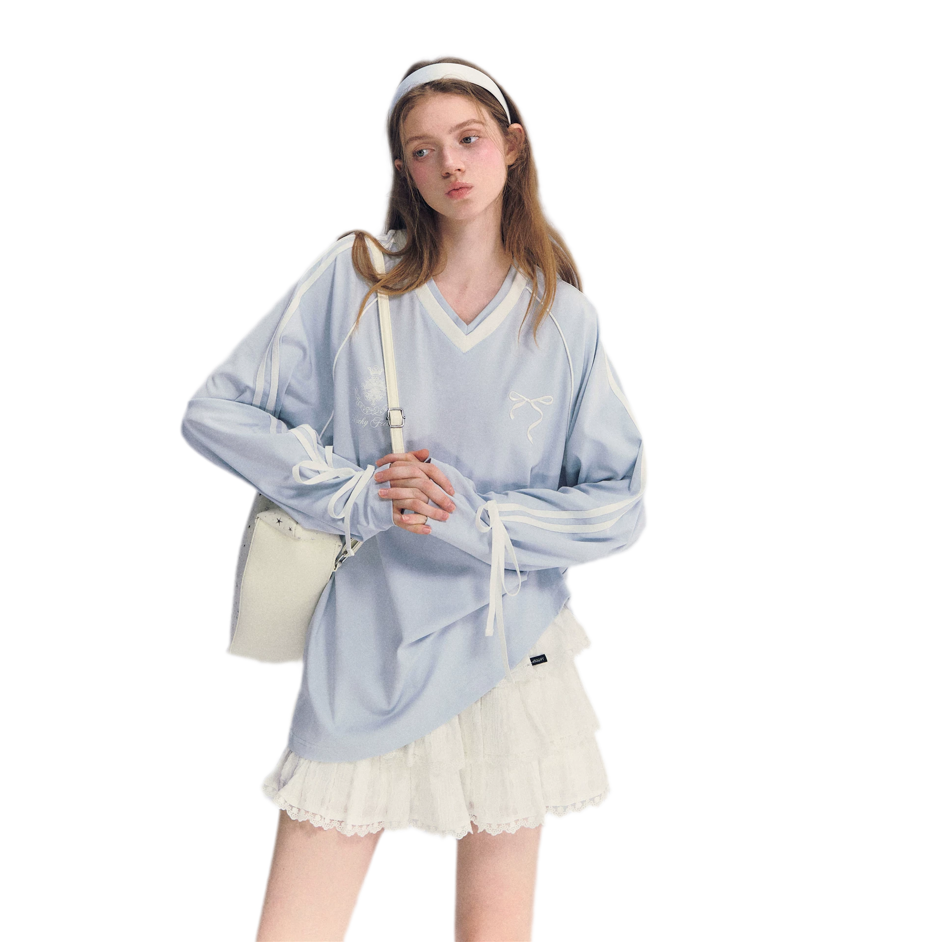 Colorblock Bow Embroidered Tee