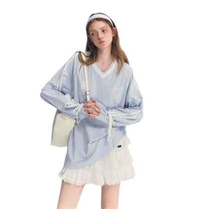 Colorblock Bow Embroidered Tee