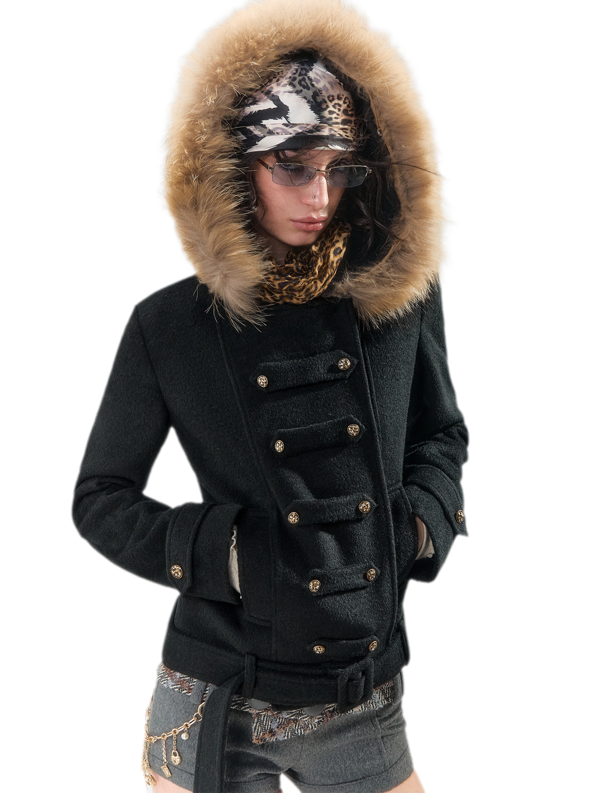 Wool Belted Hooded Coat