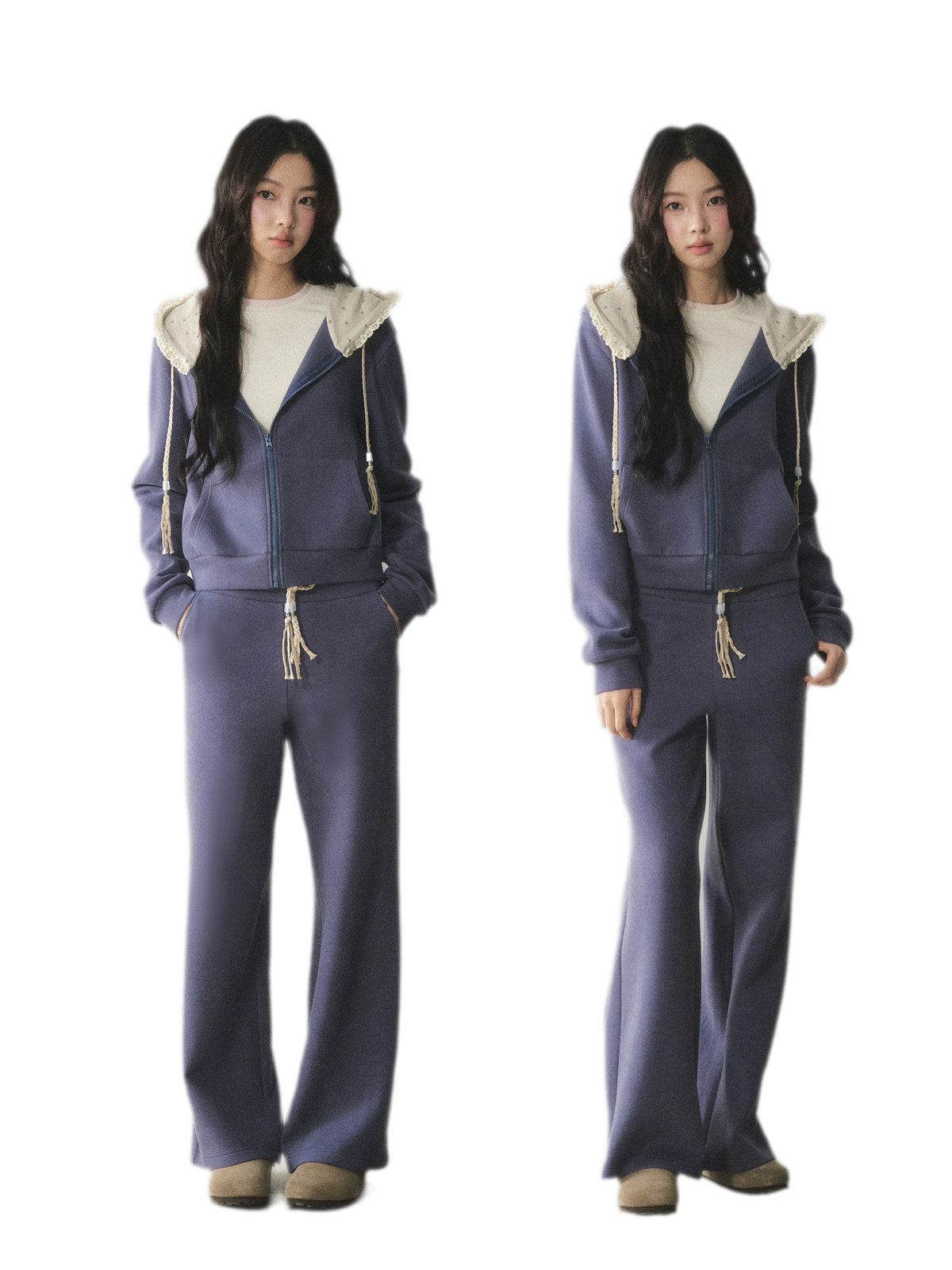 Conjunto floral de sudadera con capucha Air-Layer