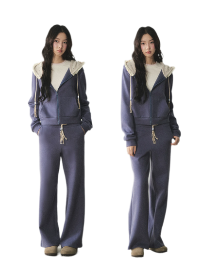 Conjunto floral de sudadera con capucha Air-Layer