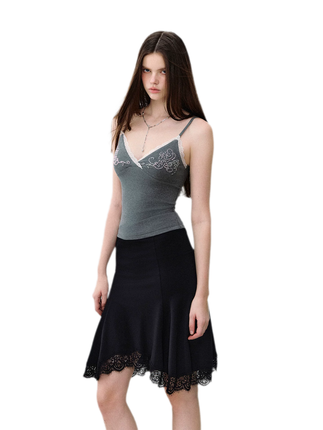 VIA PITTI Beaded Lace Camisole Top – view 2