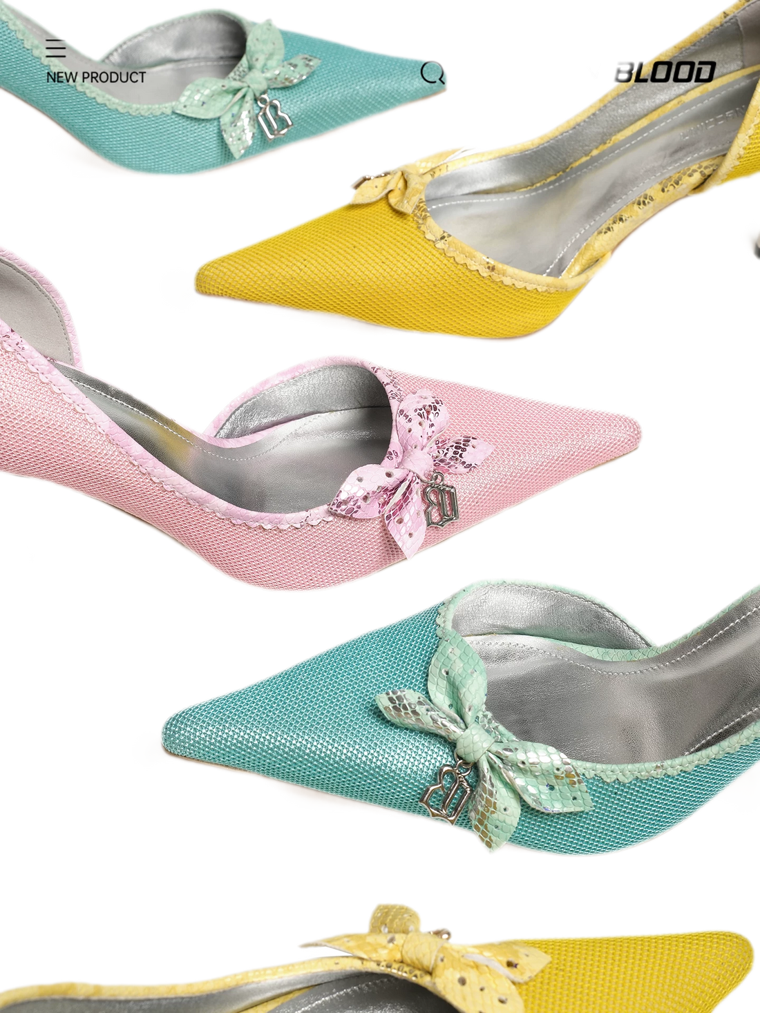 Glossy Bow Pointed-Toe Pumps