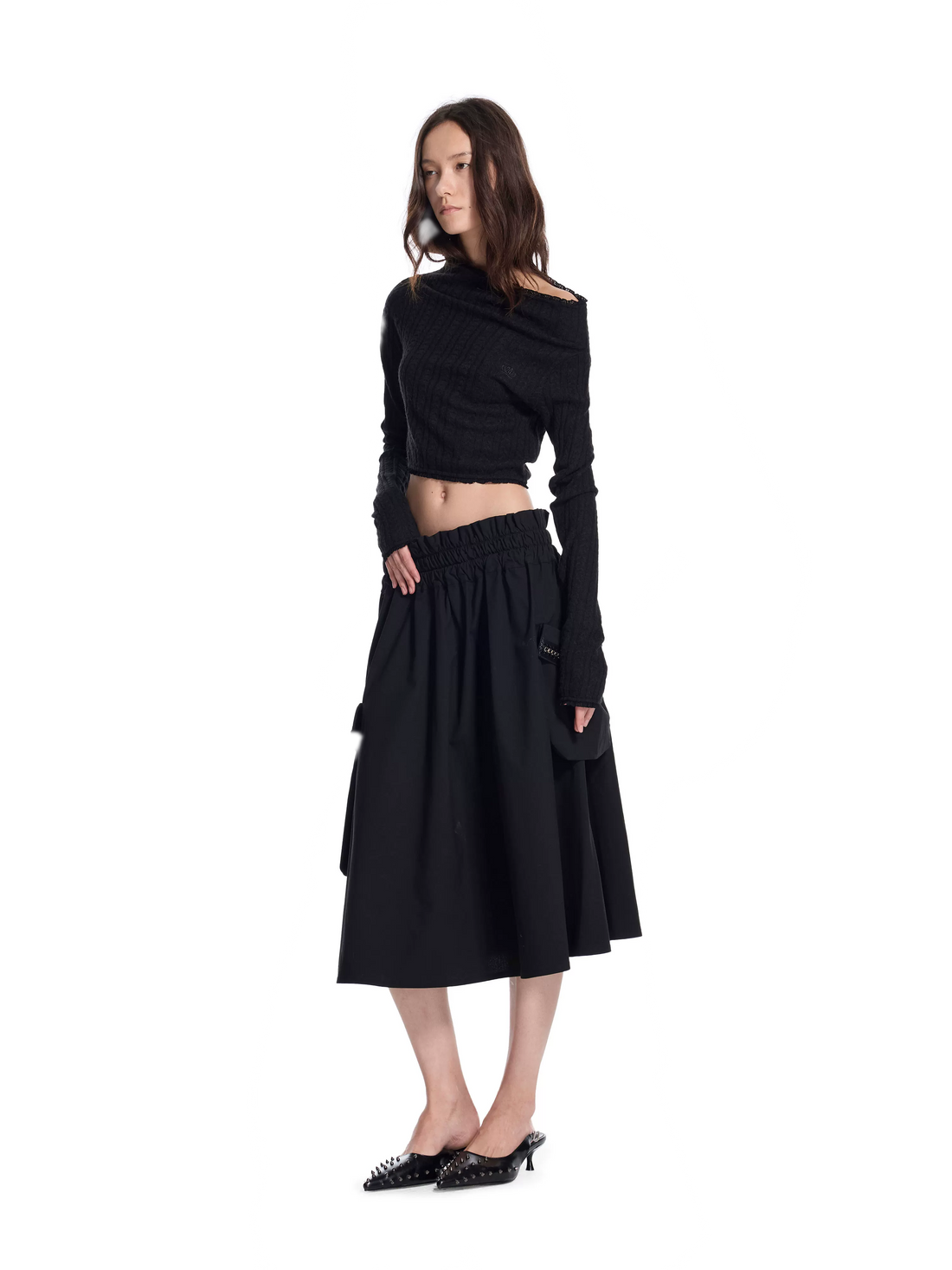 Textured Reversible Cropped Knit Top