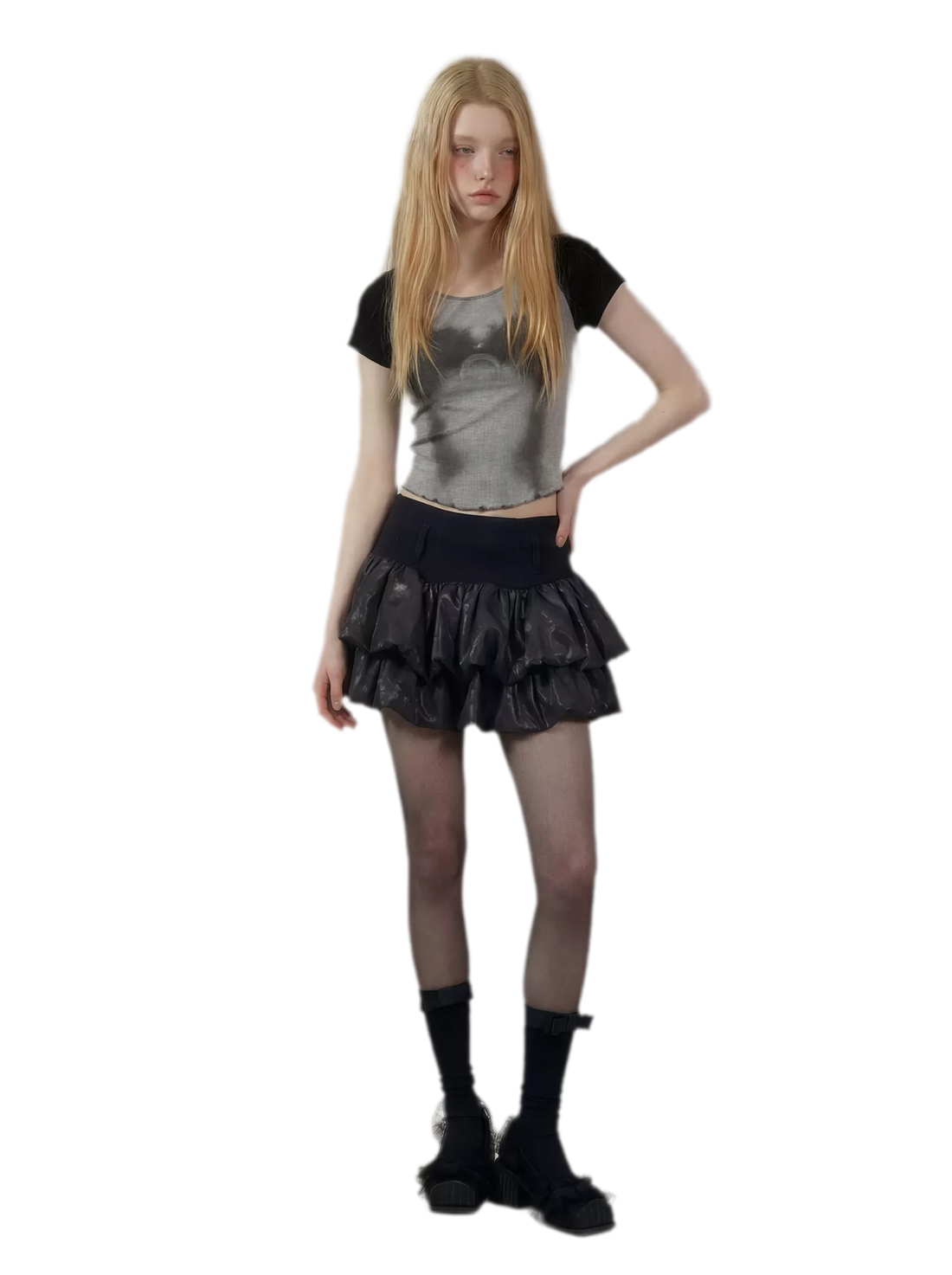 Layered Ruffle Gothic Mini Skirt