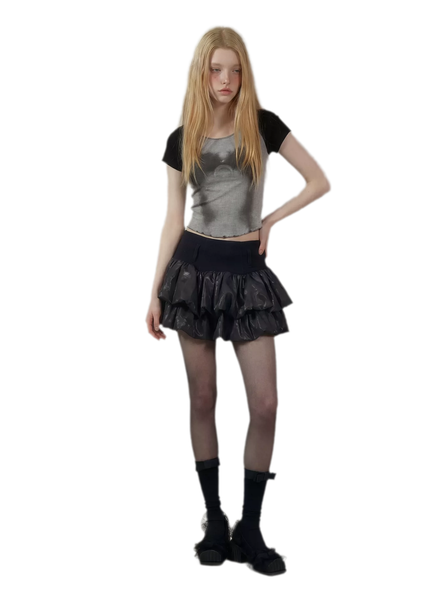 Layered Ruffle Gothic Mini Skirt