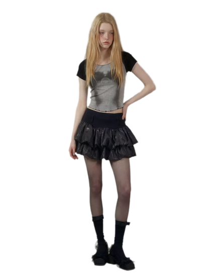 Layered Ruffle Gothic Mini Skirt