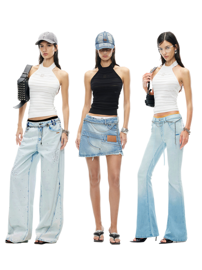 Halter Neck Cable Knit Camisole Top