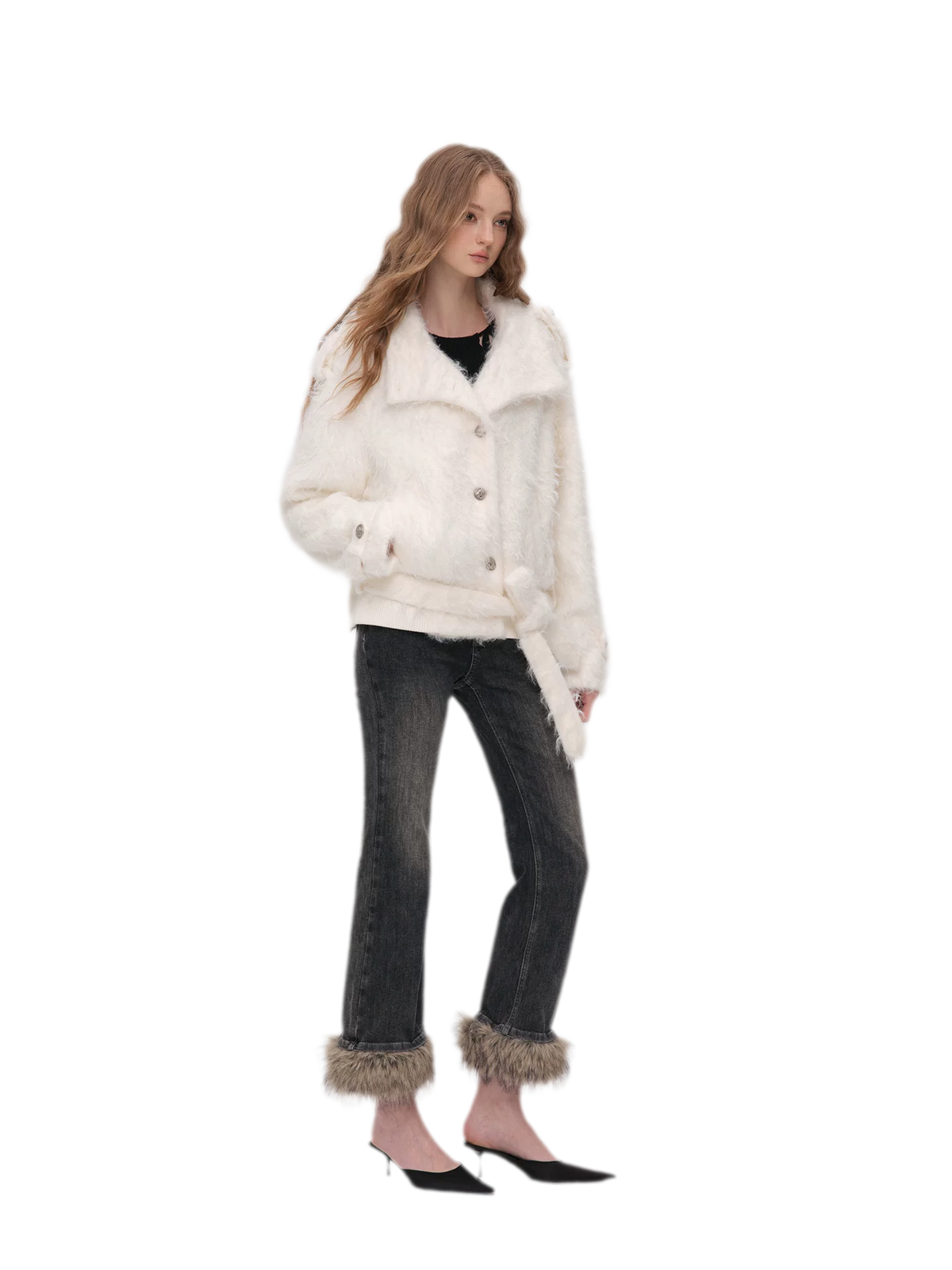 Long-Pile Faux Fur Jacket