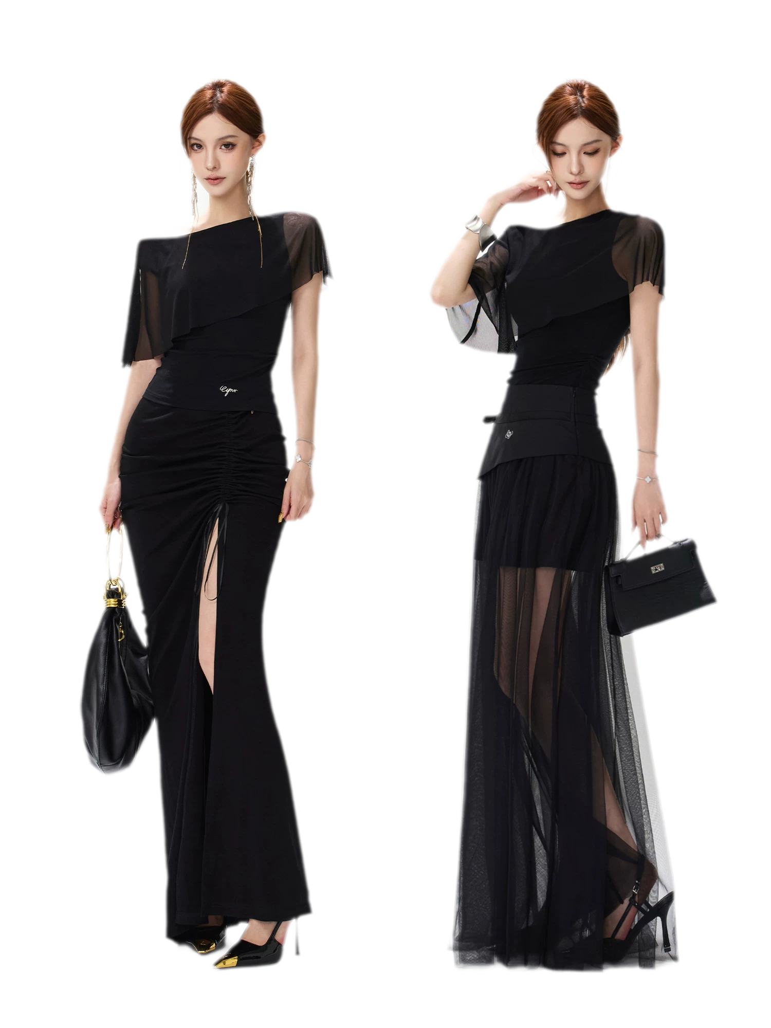 Sheer Ruffle One-Shoulder Top