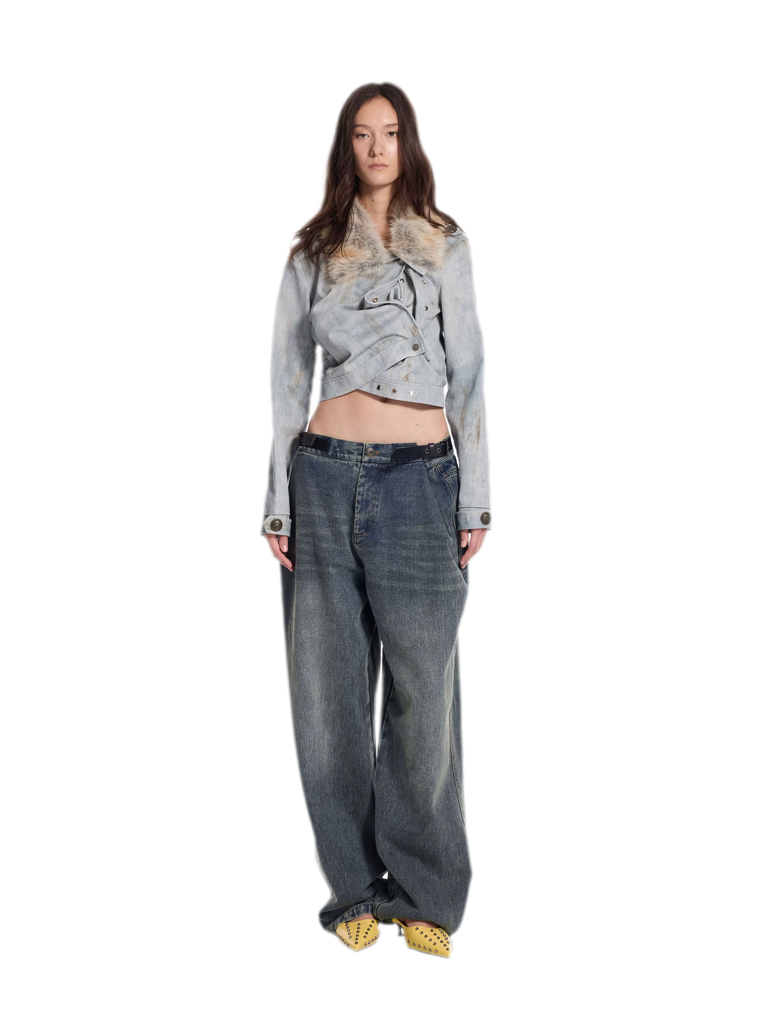 Distressed Cropped Denim Jacket
