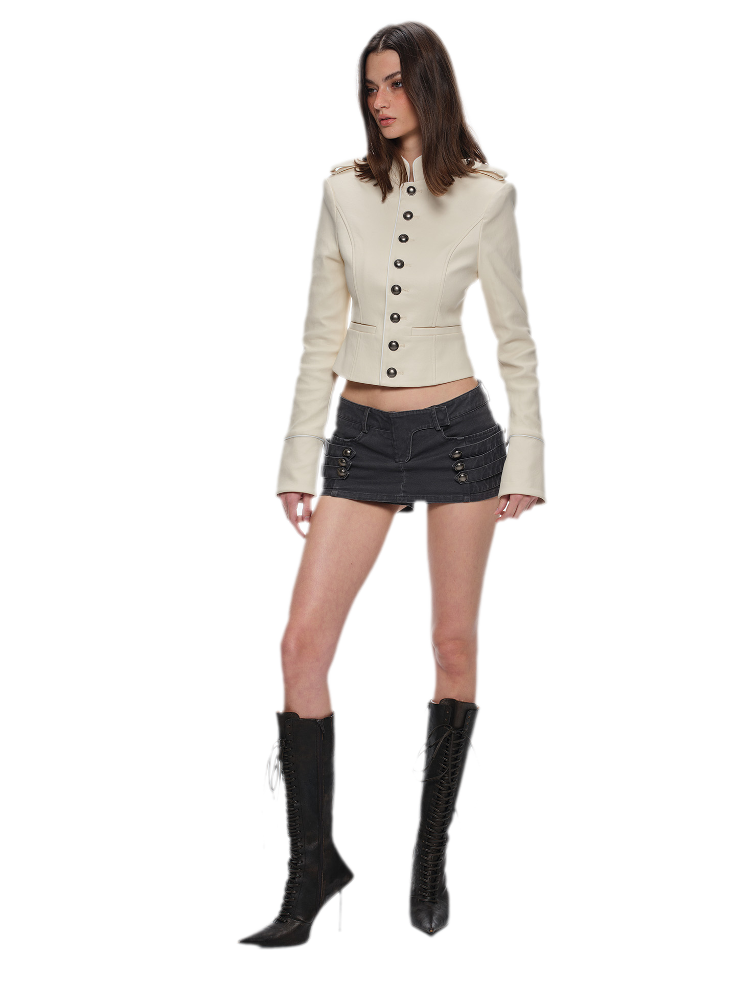 Coated Fitted Cropped Jacket