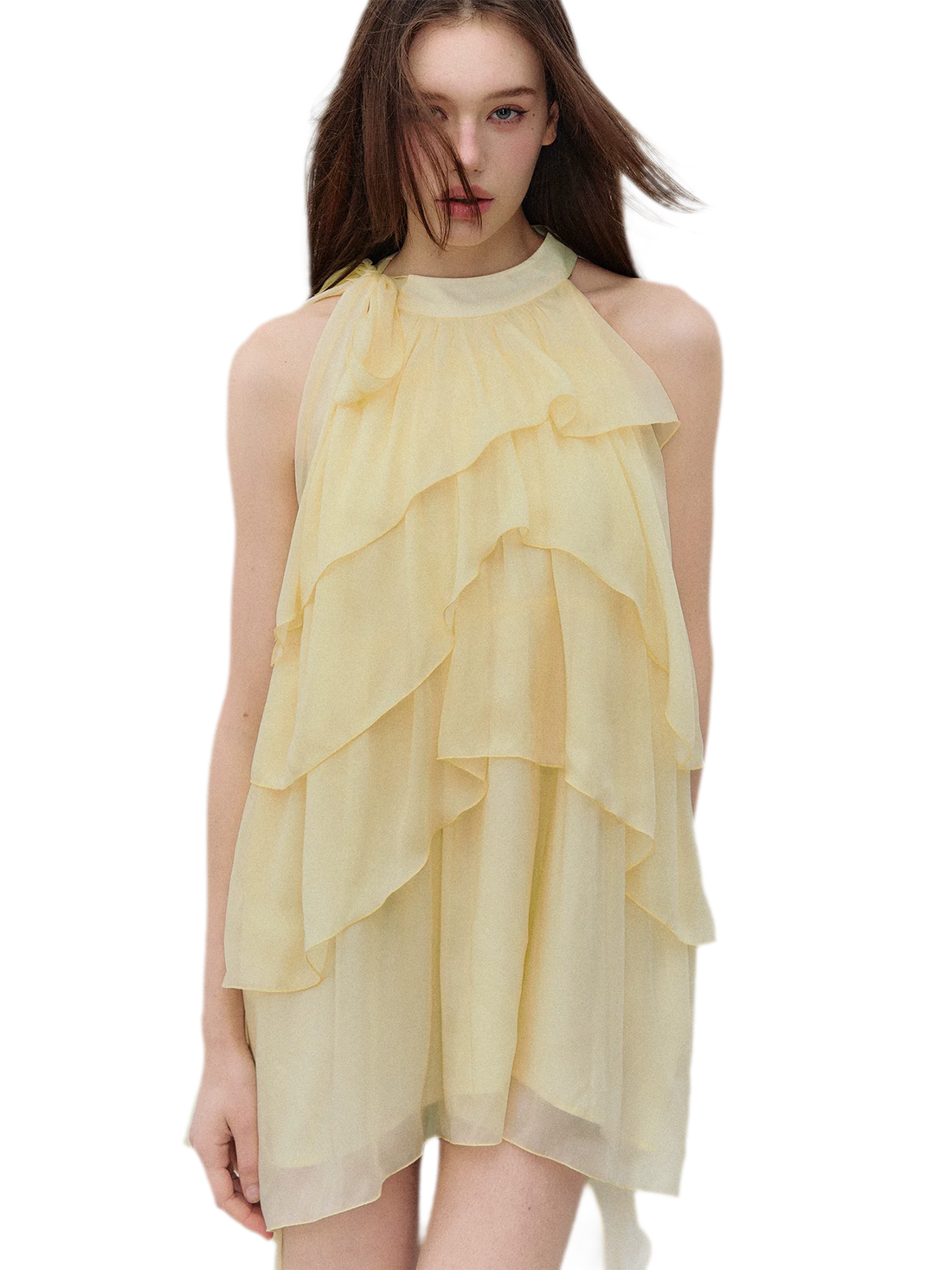 Midsummer Layered Ruffle Halter Sleeveless Dress