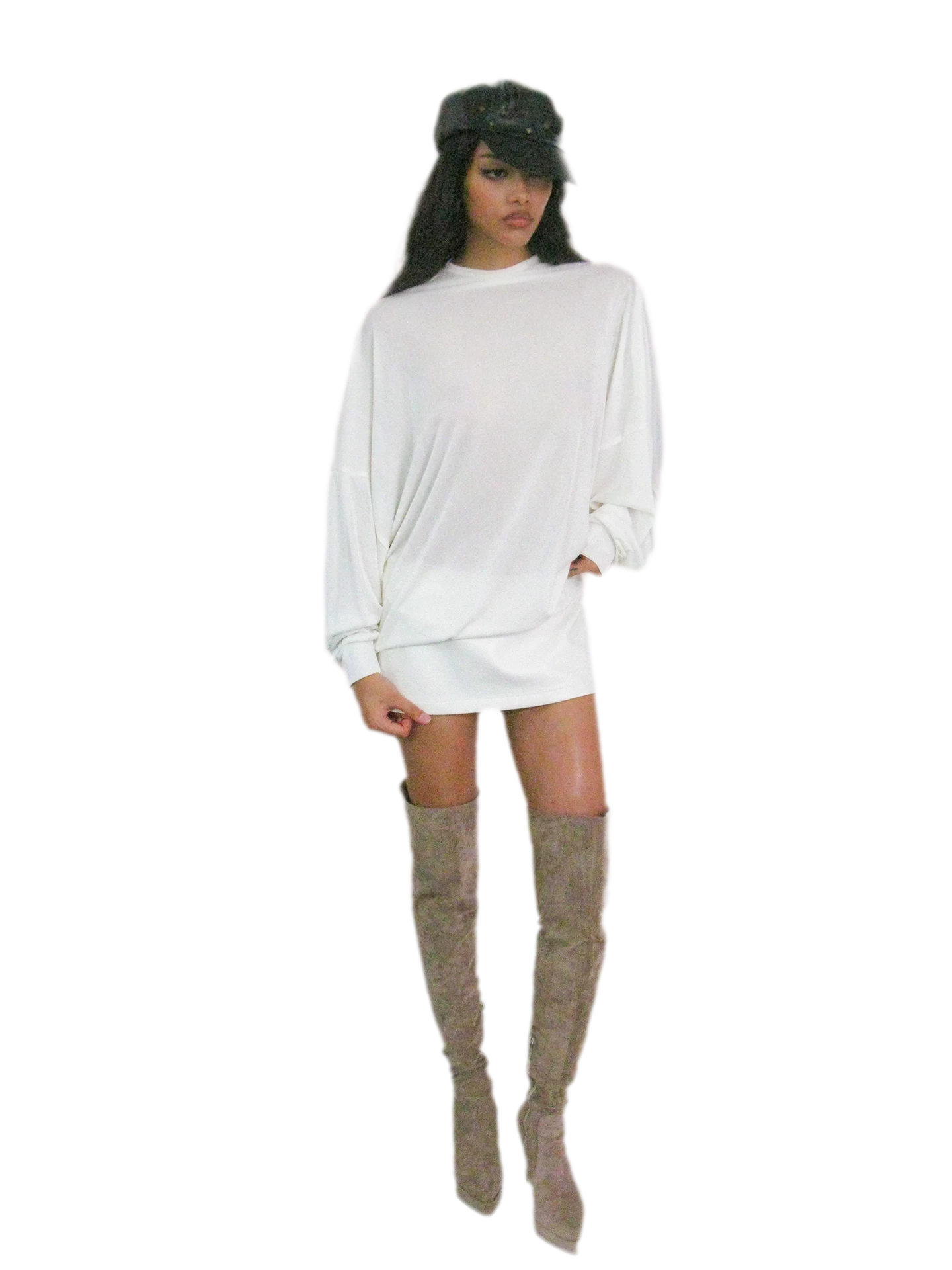 Rhinestone Open-Back Batwing Dress