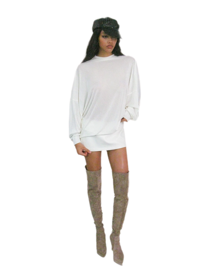 Rhinestone Open-Back Batwing Dress