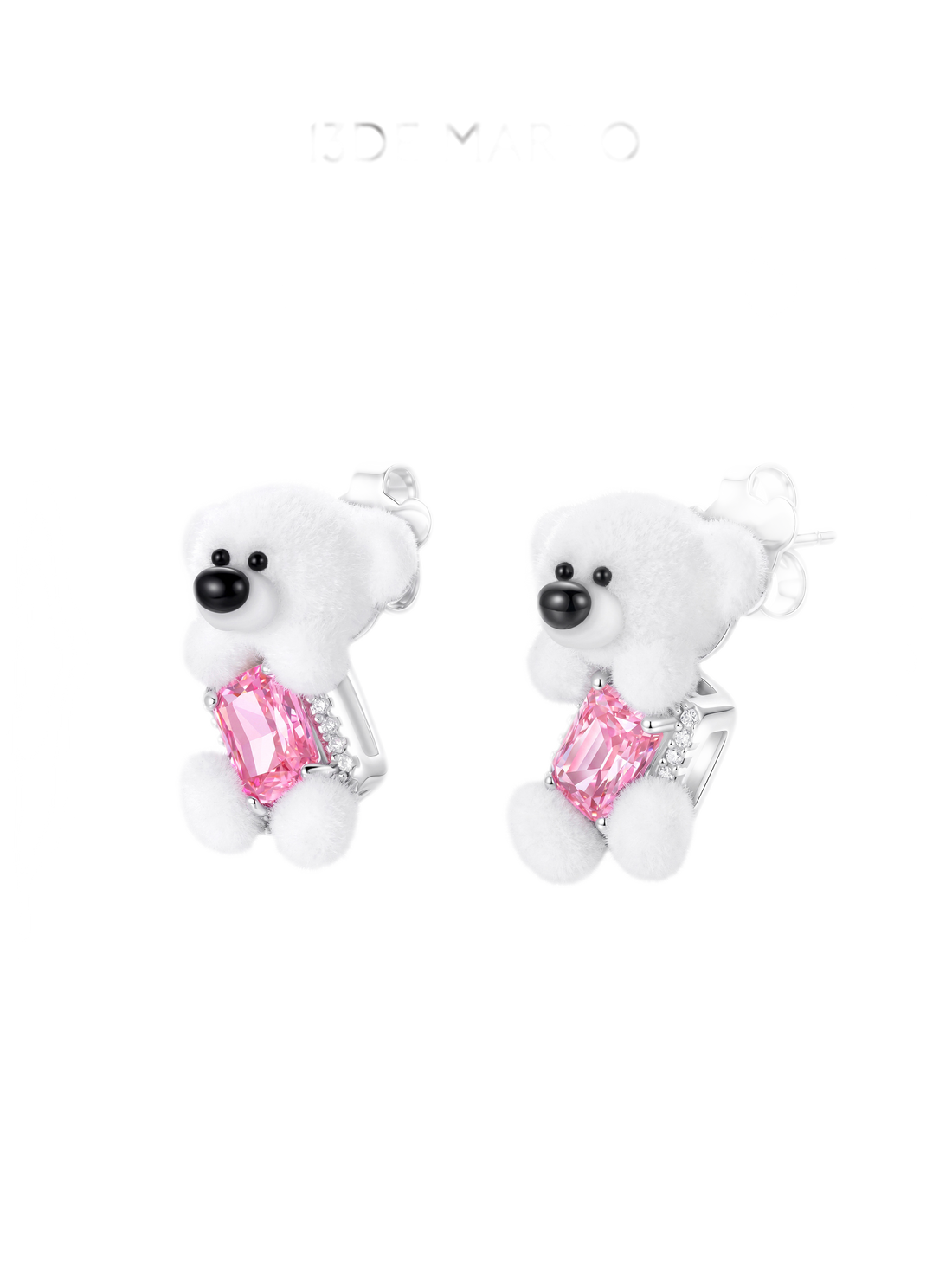 Plush Zircon Bear Stud Earrings