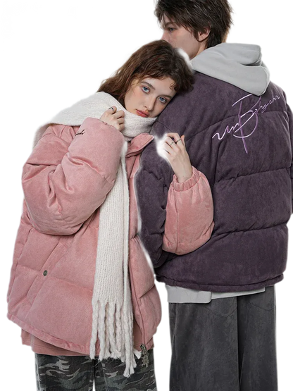 Suede Oversized Down Puffer Jacket