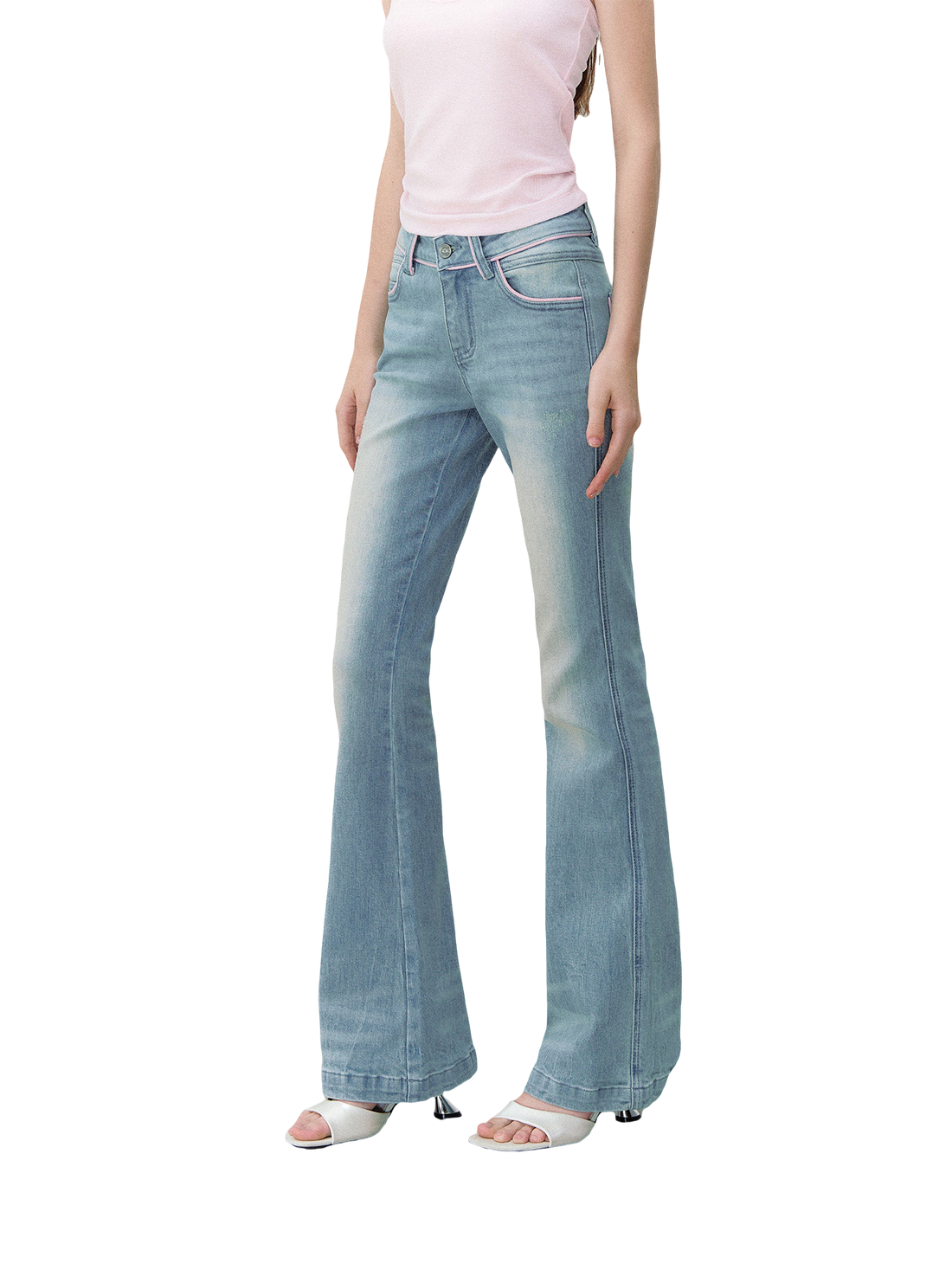 Retro Gradient Cat Whisker Flared Jeans