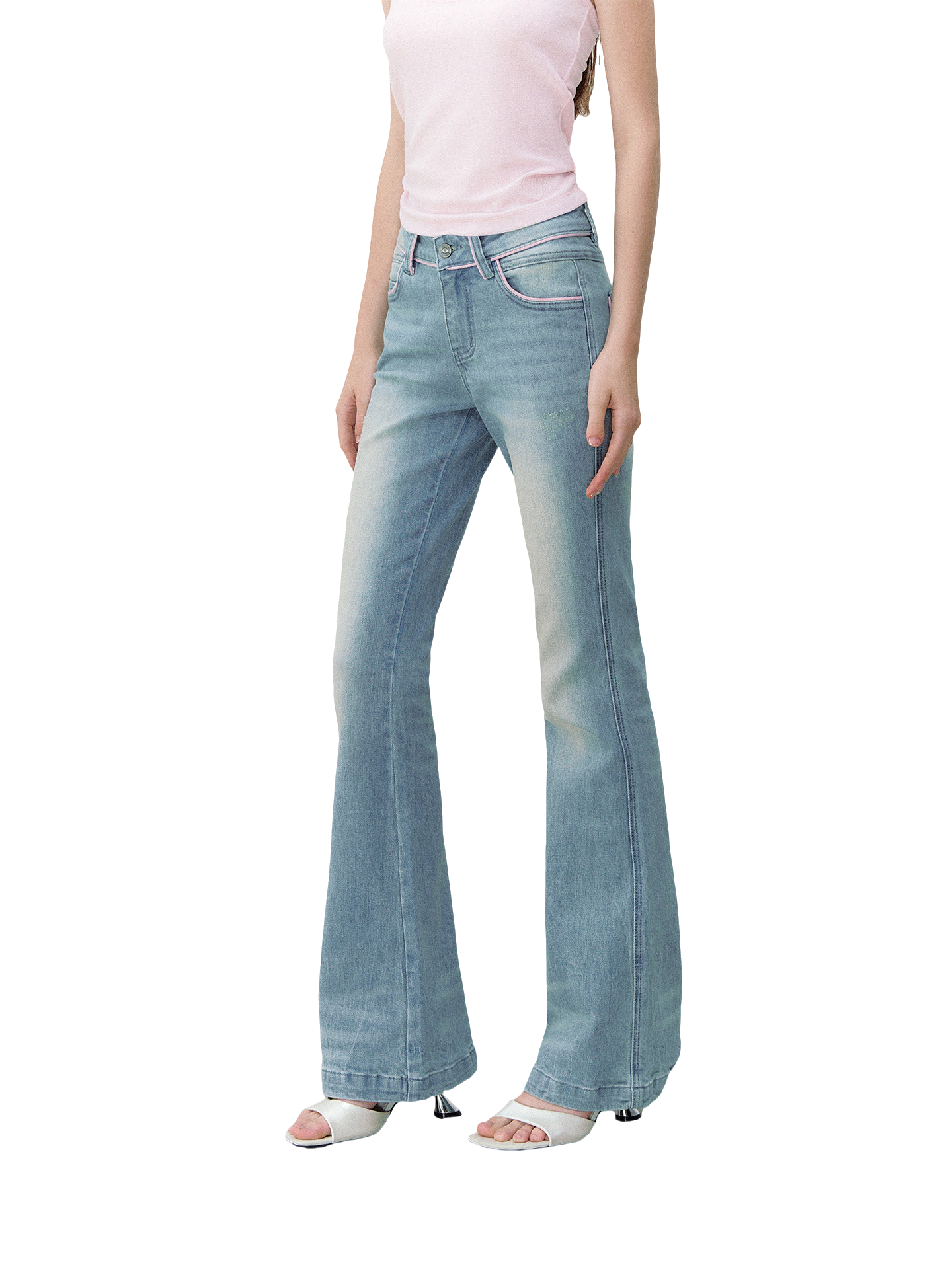 Retro Gradient Cat Whisker Flared Jeans