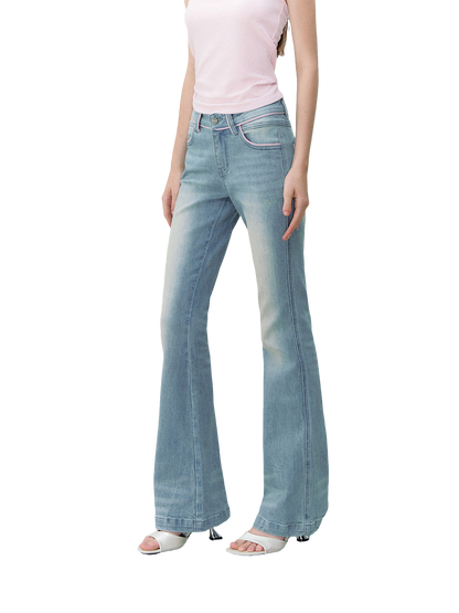 Retro Gradient Cat Whisker Flared Jeans