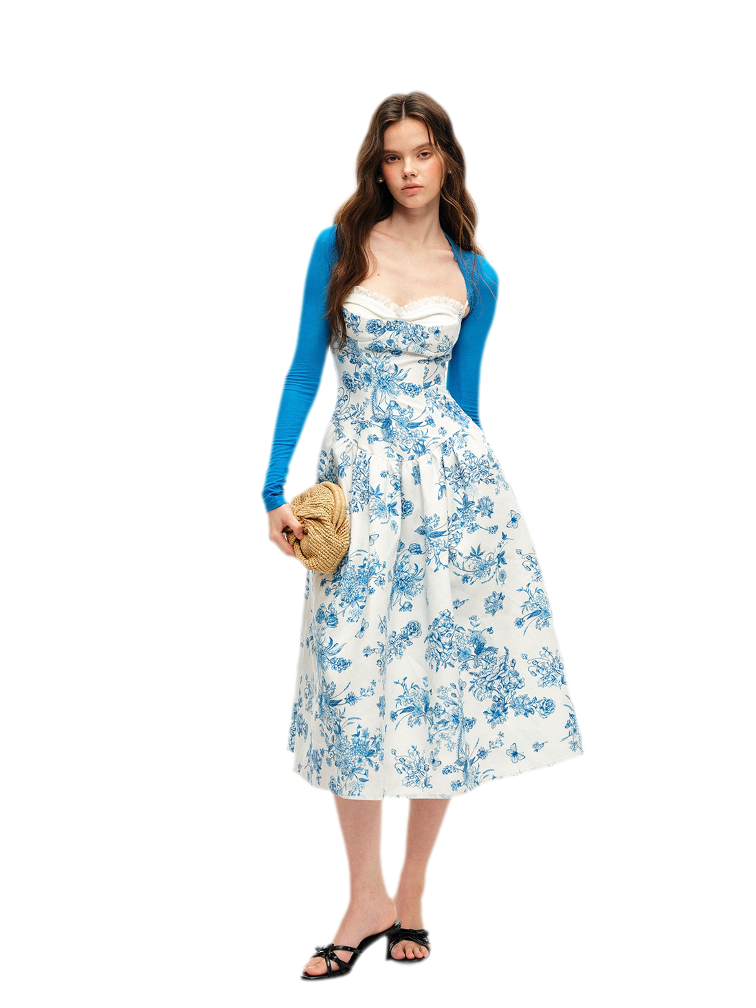 Hand-Drawn Floral Midi Dress