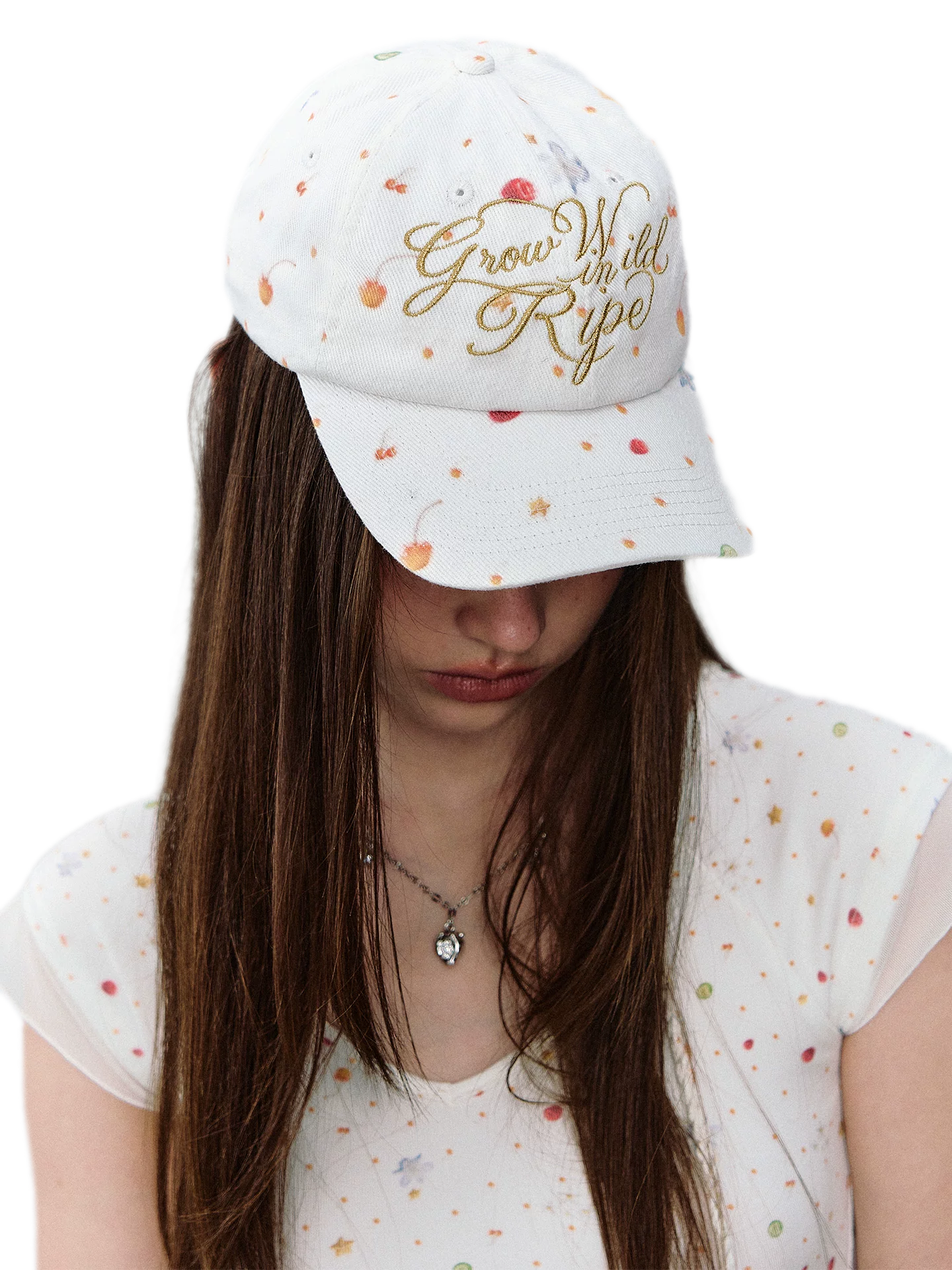 Fruit Print Embroidered Cap